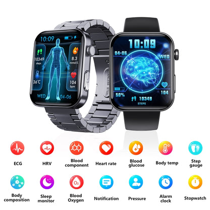 F300  2.1-Inch Screen Smart Watch Supports Bluetooth Calls/ECG/Blood Composition Analysis/50+ Sports Modes, Color: Black Silicone - Smart Watches by PMC Jewellery | Online Shopping South Africa | PMC Jewellery | Buy Now Pay Later Mobicred