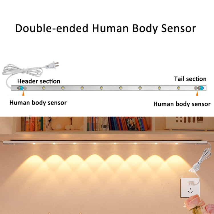 220V CN Plug Motion Sensor Wardrobe Cabinet Lamp LED Light Bar, Spec: Warm White 70cm - Sensor LED Lights by PMC TechLife | Online Shopping South Africa | PMC TechLife | Buy Now Pay Later Mobicred