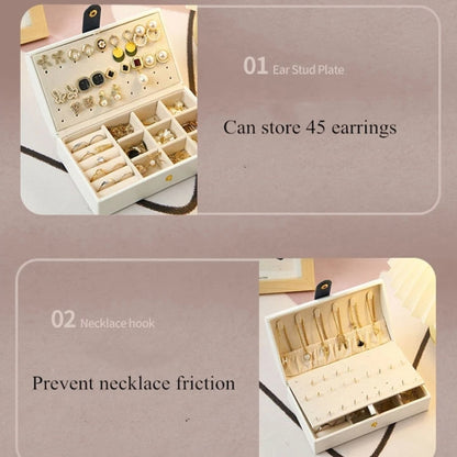 Portable Travel Jewelry Box Earrings Necklace Ring Storage Case(White) - Jewelry Storages by PMC Jewellery | Online Shopping South Africa | PMC Jewellery | Buy Now Pay Later Mobicred