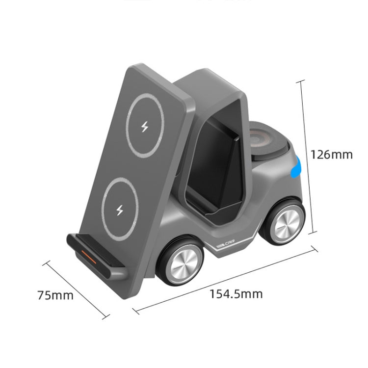 T20S 3-In-1 15W Small Forklift-Shaped Desktop Wireless Charger With LED Atmosphere Light(Gray) - Wireless Charger by PMC Jewellery | Online Shopping South Africa | PMC Jewellery | Buy Now Pay Later Mobicred