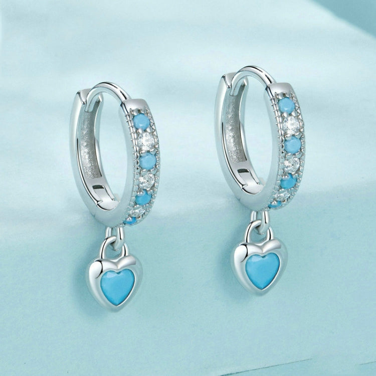 S925 White-plated Retro Heart-shaped Blue Turquoise Earrings(SCE1738) - Stud Earrings & Earrings by PMC Jewellery | Online Shopping South Africa | PMC Jewellery | Buy Now Pay Later Mobicred