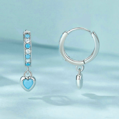 S925 White-plated Retro Heart-shaped Blue Turquoise Earrings(SCE1738) - Stud Earrings & Earrings by PMC Jewellery | Online Shopping South Africa | PMC Jewellery | Buy Now Pay Later Mobicred