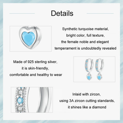 S925 White-plated Retro Heart-shaped Blue Turquoise Earrings(SCE1738) - Stud Earrings & Earrings by PMC Jewellery | Online Shopping South Africa | PMC Jewellery | Buy Now Pay Later Mobicred