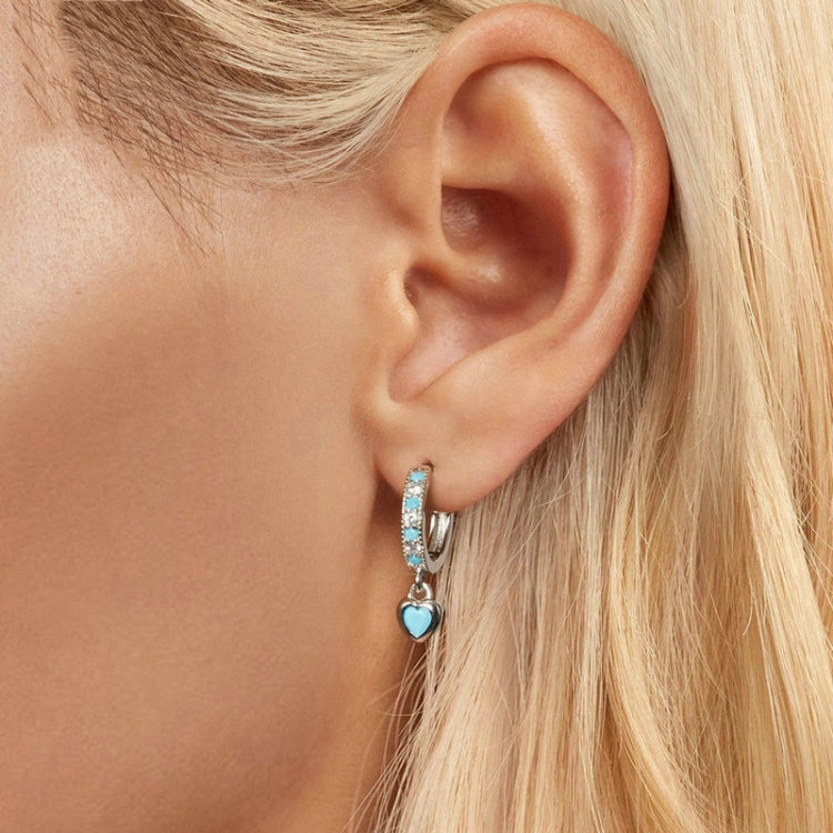 S925 White-plated Retro Heart-shaped Blue Turquoise Earrings(SCE1738) - Stud Earrings & Earrings by PMC Jewellery | Online Shopping South Africa | PMC Jewellery | Buy Now Pay Later Mobicred