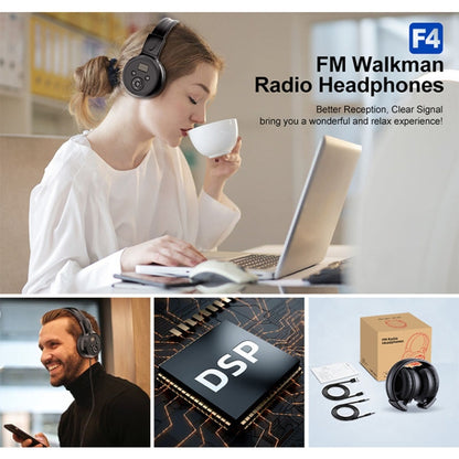 F4 Digital Display Automatic Scanning Foldable FM Radio Headphone, Spec: Battery Version - Radio Player by PMC Jewellery | Online Shopping South Africa | PMC Jewellery | Buy Now Pay Later Mobicred