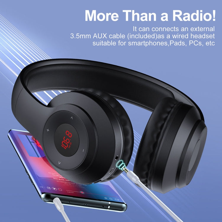 X5 Portable Digital Display Folding Headset FM Radio Headphones, Color: Bluetooth White - Radio Player by PMC Jewellery | Online Shopping South Africa | PMC Jewellery | Buy Now Pay Later Mobicred