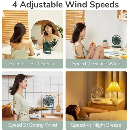 JisuLife FA19 4000mAh Wireless Rechargeable Desktop Mini Fan Silent Portable Fan(Green) - Electric Fans by PMC Jewellery | Online Shopping South Africa | PMC Jewellery | Buy Now Pay Later Mobicred