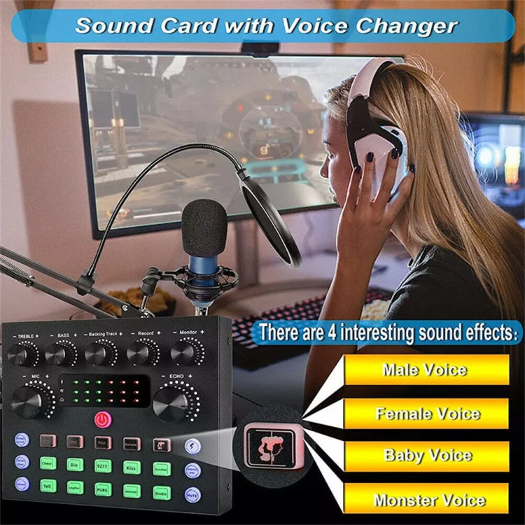 V8S Audio Mixer Live Voice Changer External Sound Card, Color: Gold Cantilever+Lamp - Live Sound Effects Processors by PMC Jewellery | Online Shopping South Africa | PMC Jewellery | Buy Now Pay Later Mobicred