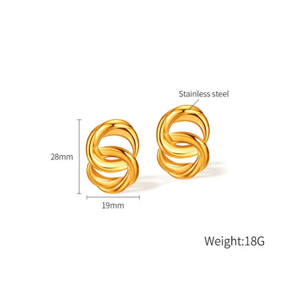 OPK GE910 1pair Simple Geometric Looped Temperament Stud Earrings Vintage Stainless Steel Earrings - Stud Earrings & Earrings by OPK | Online Shopping South Africa | PMC Jewellery | Buy Now Pay Later Mobicred