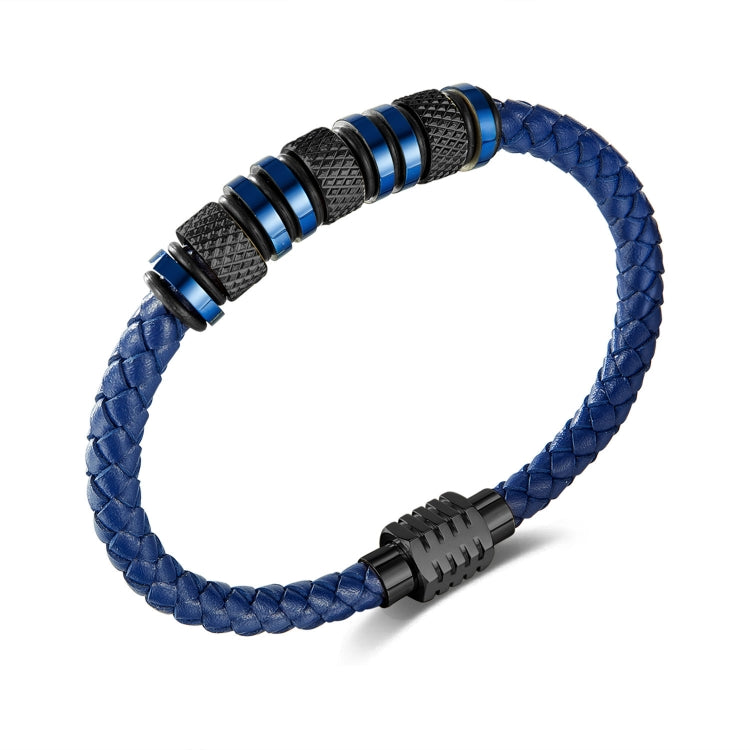 OPK PH1585 Stainless Steel Magnetic Insert Buckle Bracelet Leather Braided Bracelet(Black) - Bracelets by OPK | Online Shopping South Africa | PMC Jewellery | Buy Now Pay Later Mobicred