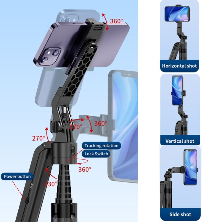 1.8m Smart Face Tracking Selfie Stick 4-axis Anti-shake Tripod with Remote Control With Double Fill Light - Selfie Sticks by PMC Jewellery | Online Shopping South Africa | PMC Jewellery | Buy Now Pay Later Mobicred