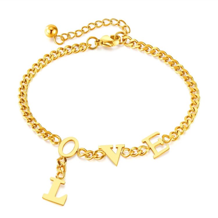 OPK GS1565 Exquisite Compact LOVE Letter Stainless Steel Simple Bracelet(Gold) - Bracelets by OPK | Online Shopping South Africa | PMC Jewellery | Buy Now Pay Later Mobicred