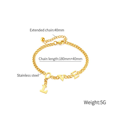 OPK GS1565 Exquisite Compact LOVE Letter Stainless Steel Simple Bracelet(Gold) - Bracelets by OPK | Online Shopping South Africa | PMC Jewellery | Buy Now Pay Later Mobicred