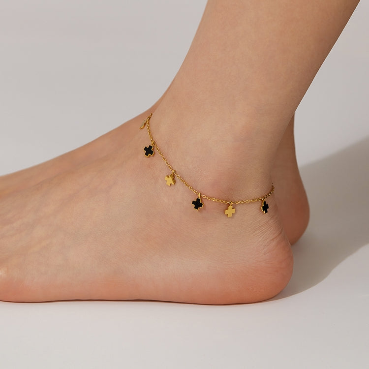 OPK GZ197 Simple Geometric Cross Stainless Steel Anklets(Gold) - Anklets by OPK | Online Shopping South Africa | PMC Jewellery | Buy Now Pay Later Mobicred