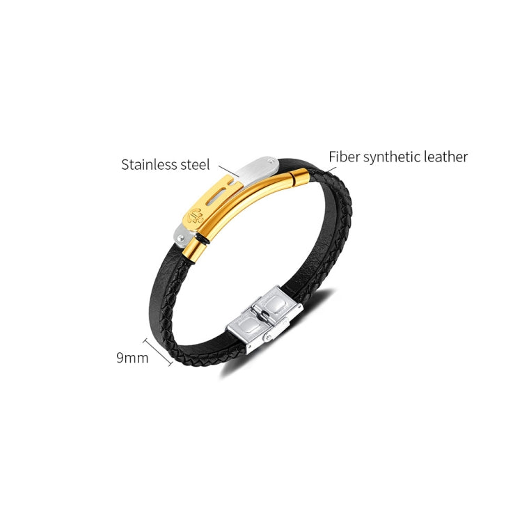 OPK PH1597 Stainless Steel Vintage Anchor Personalized Double Woven Leather Bracelet - Bracelets by OPK | Online Shopping South Africa | PMC Jewellery | Buy Now Pay Later Mobicred