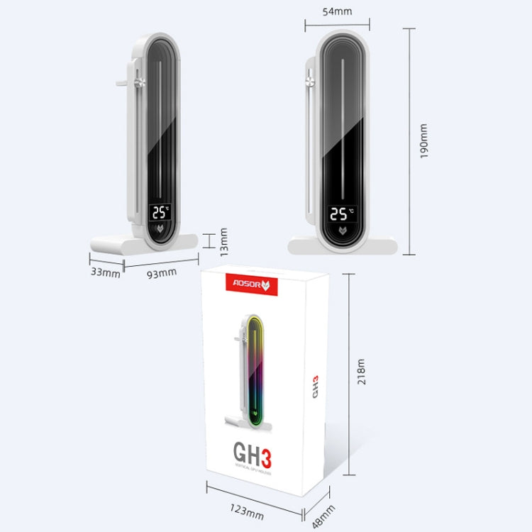 COOLMOON GH3 Computer ARGB Vertical Adjustable Lens Graphics Card Holder, Style: No Temperature Display White - Caddies & Enclosures by COOLMOON | Online Shopping South Africa | PMC Jewellery | Buy Now Pay Later Mobicred