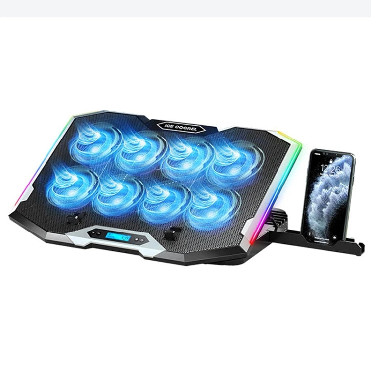 ICE COOREL 8-Fans Adjustable Laptop Stand Radiator With RGB Ambient Light(K10) - free shipping - PMC Jewellery - Order now!