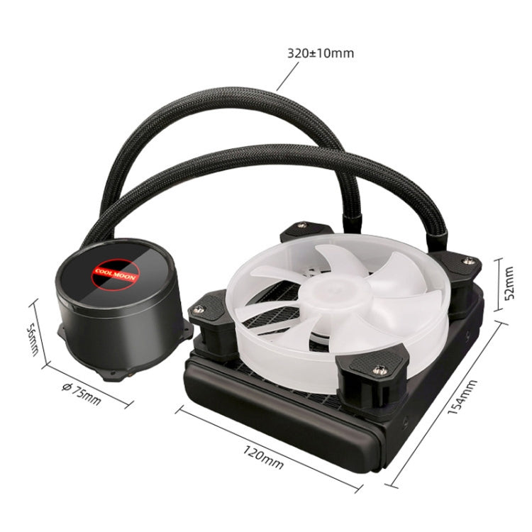 COOLMOON RGB120 5V ARGB Integrated Single Row Multi-Platform CPU Cooler(Black) - free shipping - PMC Jewellery - Order now!