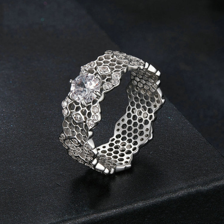 MSR061 S925 Sterling Silver Lace Hollow Moissanite Ring(8) - Rings by PMC Jewellery | Online Shopping South Africa | PMC Jewellery | Buy Now Pay Later Mobicred