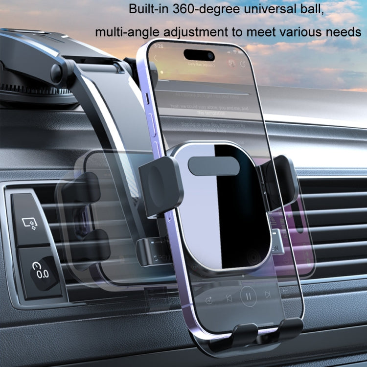 Car Suction Cup Dashboard Automatic Lock Mobile Phone Holder, Style: Brushed Waterfall Base - Car Holders by PMC Jewellery | Online Shopping South Africa | PMC Jewellery | Buy Now Pay Later Mobicred