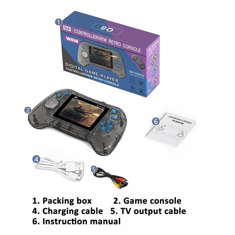 Q8 Handheld Game Console 3.0 Inch Screen Support TV Connection Built In 800 Games Doubles Transparent Blue - Pocket Console by PMC Jewellery | Online Shopping South Africa | PMC Jewellery | Buy Now Pay Later Mobicred