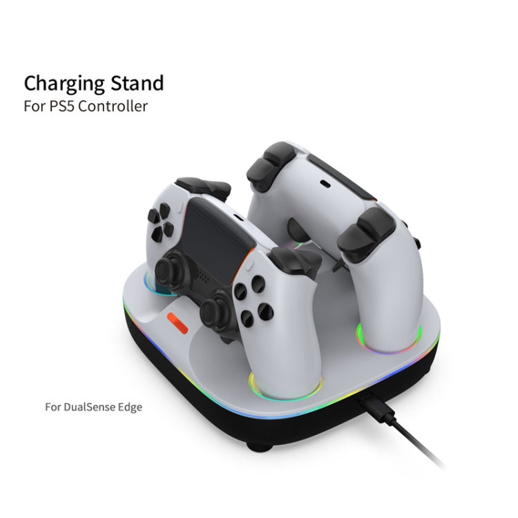 For PS5 Controller Dual Charger Charging Stand Docking Station With RGB Ambient Light(White) - Charger & Power by PMC Jewellery | Online Shopping South Africa | PMC Jewellery | Buy Now Pay Later Mobicred