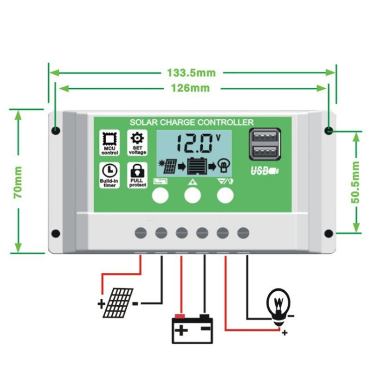 60A 12V PWM Solar Cell Panel Charger Controller Lithium-ion Lead-acid Battery Solar Controller - Voltage Stabilizer by PMC Jewellery | Online Shopping South Africa | PMC Jewellery | Buy Now Pay Later Mobicred