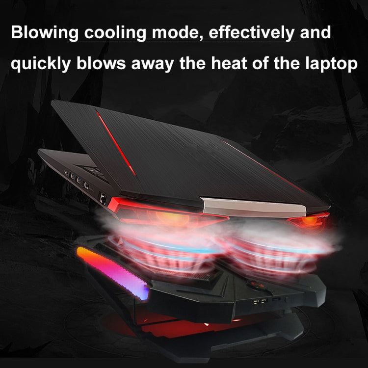 YL-017 2-Fans RGB Lighting Effect Silent Adjustable Speed Laptop Cooling Stand(Black) - Cooling Pads by PMC Jewellery | Online Shopping South Africa | PMC Jewellery | Buy Now Pay Later Mobicred