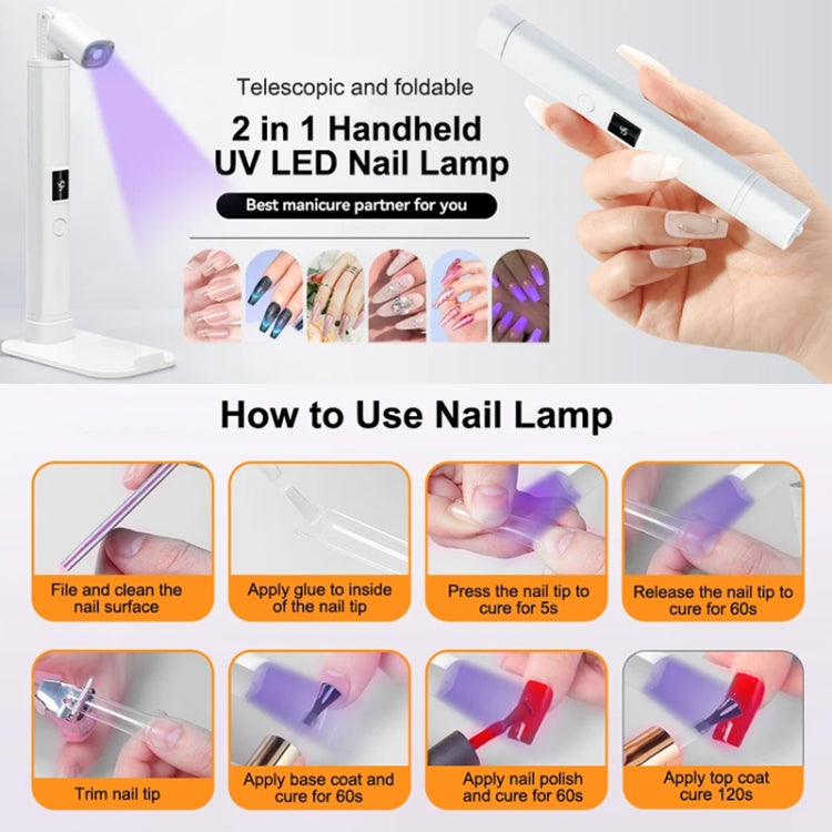 UV LED Nail Lamp Portable Retractable Nail Drying Light Mini Handheld Nail Dryer Lamp With Bracket(White) - Nail Dryers by PMC Jewellery | Online Shopping South Africa | PMC Jewellery | Buy Now Pay Later Mobicred