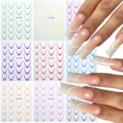 SD-1933 Line Nail Art Stickers Self-Adhesive Gradient Color French Manicure Stickers DIY Nail Tips Decals - Nail Stickers by PMC Jewellery | Online Shopping South Africa | PMC Jewellery | Buy Now Pay Later Mobicred