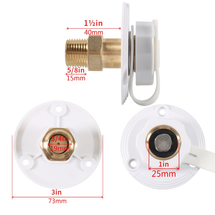 Brass Water Inlet Check Valve For Yacht RV With Adapter(White) - Marine Accessories & Parts by PMC Jewellery | Online Shopping South Africa | PMC Jewellery | Buy Now Pay Later Mobicred