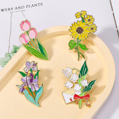 CZ0976-4 Cartoon Plant Flower Alloy Enamel Badge Garden Style Sunflower Clothing Bag Brooch Ornament - Brooches by PMC Jewellery | Online Shopping South Africa | PMC Jewellery | Buy Now Pay Later Mobicred