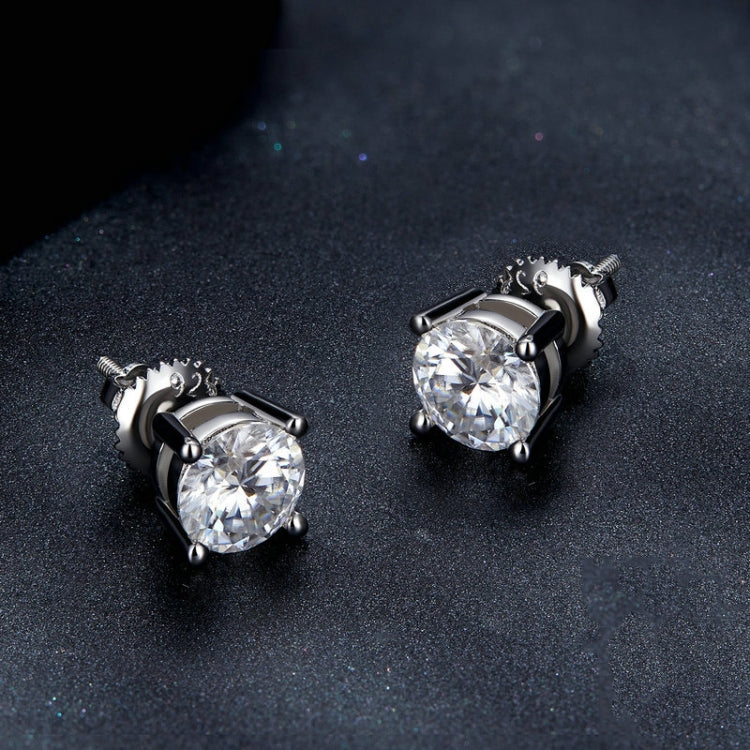 MSE003 S925 Sterling Silver Platinum-plated Four-claw Earrings, Size: XL - Stud Earrings & Earrings by PMC Jewellery | Online Shopping South Africa | PMC Jewellery | Buy Now Pay Later Mobicred