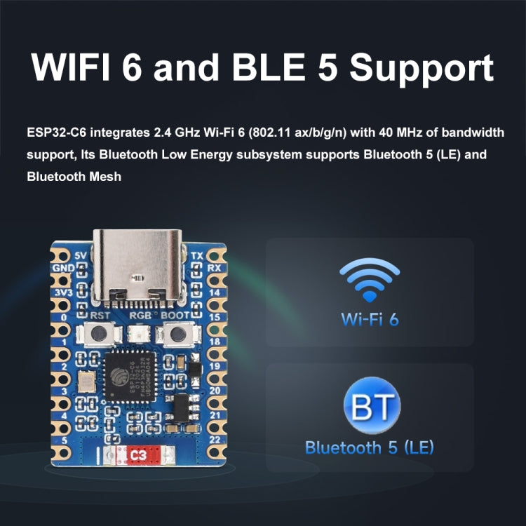 Waveshare ESP32-C6 Mini WiFi 6 & Bluetooth 5 Dual Processors Development Board, Spec: Zero - Boards & Shields by Waveshare | Online Shopping South Africa | PMC Jewellery | Buy Now Pay Later Mobicred