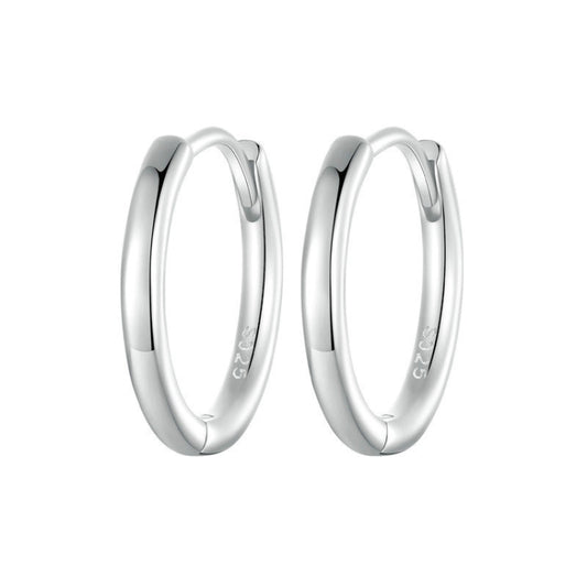 SCE1772 S925 Sterling Silver Platinum-plated Hoop Earrings, Size: M - Stud Earrings & Earrings by PMC Jewellery | Online Shopping South Africa | PMC Jewellery | Buy Now Pay Later Mobicred