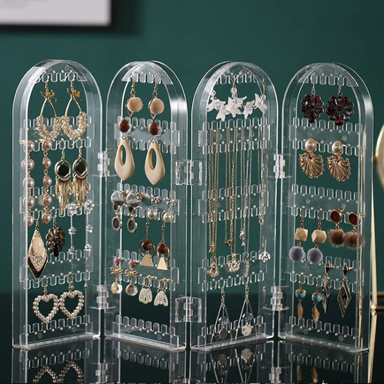 Earrings Studs Display Rack Folding Screen Jewelry Display Stand Necklace Storage Rack, Color: 4 Doors Clear - Jewelry Storages by PMC Jewellery | Online Shopping South Africa | PMC Jewellery | Buy Now Pay Later Mobicred