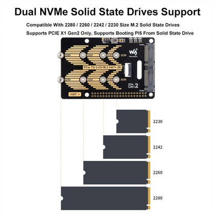 Waveshare For Raspberry Pi 5 PCIe To 2-Ch M.2 Adapter Type B NVMe Protocol(27710) - Raspberry Pi Accessories by Waveshare | Online Shopping South Africa | PMC Jewellery | Buy Now Pay Later Mobicred