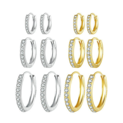 S925 Sterling Silver Gold-plated Silver Hoop Earrings Ear Ornaments, Color: Gold M - Stud Earrings & Earrings by PMC Jewellery | Online Shopping South Africa | PMC Jewellery | Buy Now Pay Later Mobicred