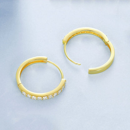 S925 Sterling Silver Gold-plated Silver Hoop Earrings Ear Ornaments, Color: Silver M - Stud Earrings & Earrings by PMC Jewellery | Online Shopping South Africa | PMC Jewellery | Buy Now Pay Later Mobicred