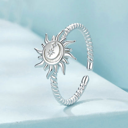 S925 Sterling Silver Warm Sun Adjustable Open Ring(SCR1038-E) - Rings by PMC Jewellery | Online Shopping South Africa | PMC Jewellery | Buy Now Pay Later Mobicred