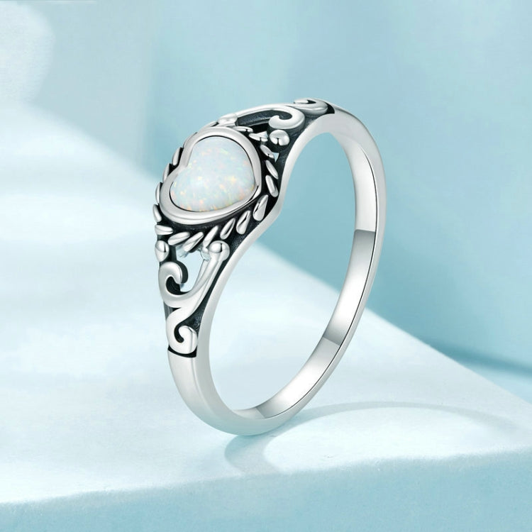 S925 Sterling Silver Opal Pattern Love Ring(No.9) - Rings by PMC Jewellery | Online Shopping South Africa | PMC Jewellery | Buy Now Pay Later Mobicred