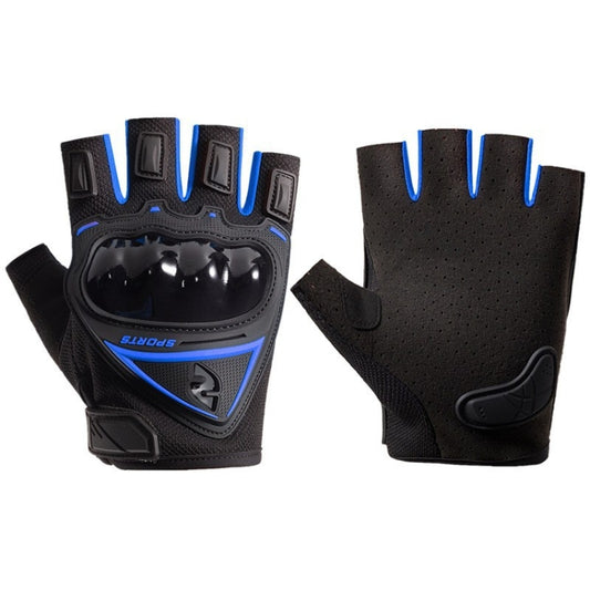 Motorcycle Protection Half Finger Gloves Men Outdoor Riding Sports Tactical Hiking Gloves, Size: Average(Blue) - Safety Gloves by PMC Jewellery | Online Shopping South Africa | PMC Jewellery | Buy Now Pay Later Mobicred