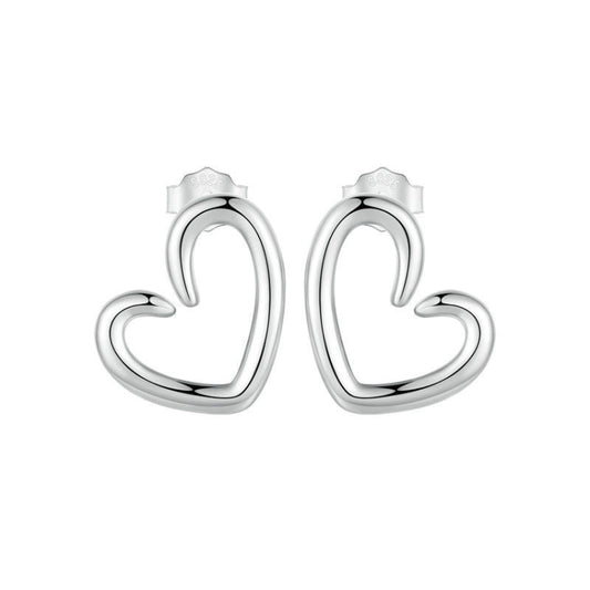 S925 Sterling Silver Oxidized Heart Earrings(SCE1769) - Stud Earrings & Earrings by PMC Jewellery | Online Shopping South Africa | PMC Jewellery | Buy Now Pay Later Mobicred