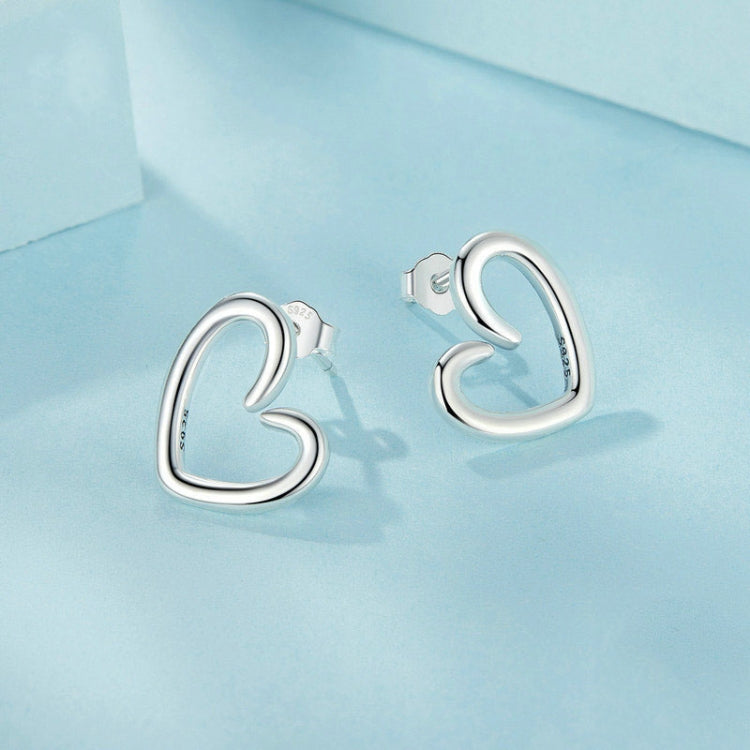 S925 Sterling Silver Oxidized Heart Earrings(SCE1769) - Stud Earrings & Earrings by PMC Jewellery | Online Shopping South Africa | PMC Jewellery | Buy Now Pay Later Mobicred