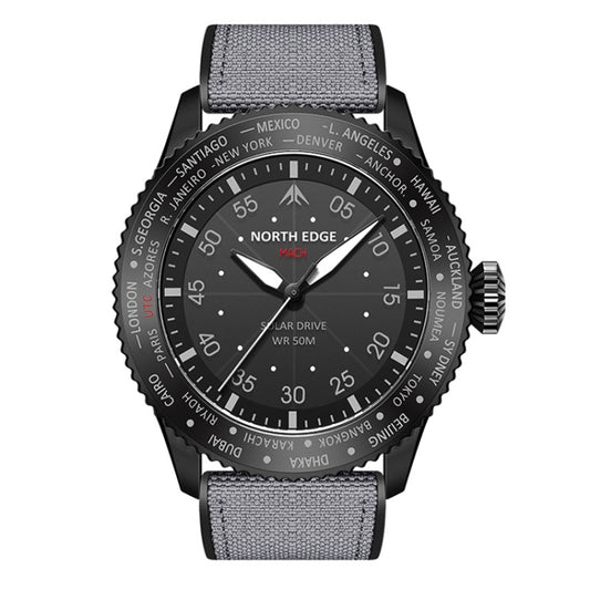 NORTH EDGE Men Light-powered Waterproof Sports Luminous Quartz Watch(Silver) - Nylon Strap Watches by NORTH EDGE | Online Shopping South Africa | PMC Jewellery | Buy Now Pay Later Mobicred