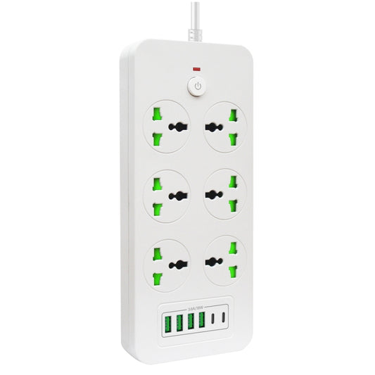 Thunderproof Overload Protection 4USB+2PD+6 Holes Socket, Color: White US Plug - Extension Socket by PMC Jewellery | Online Shopping South Africa | PMC Jewellery | Buy Now Pay Later Mobicred