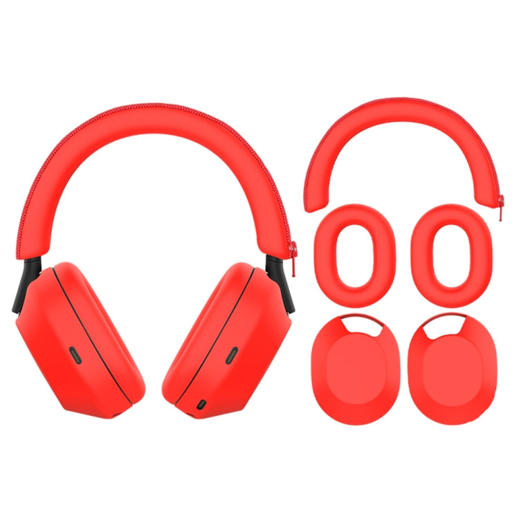 For Sony WH-1000XM5 Bluetooth Headset + Headband + Earmuff Protective Cover(3-in-1 Red) - Earmuff & Pad by PMC Jewellery | Online Shopping South Africa | PMC Jewellery | Buy Now Pay Later Mobicred