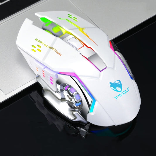 T-WOLF Q13 2.4GHz 6-keys RGB Colorful Light Gaming Wireless Mouse, Color: Single Mode White - Wireless Mice by T-WOLF | Online Shopping South Africa | PMC Jewellery | Buy Now Pay Later Mobicred