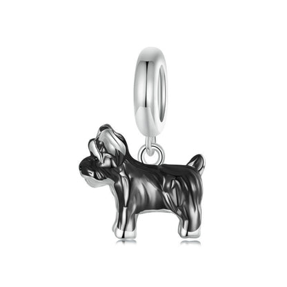 S925 Sterling Silver Gold Plated Cute Schnauzer Pendant Bracelet Beads(SCC2835) - Jewelry Accessories by PMC Jewellery | Online Shopping South Africa | PMC Jewellery | Buy Now Pay Later Mobicred