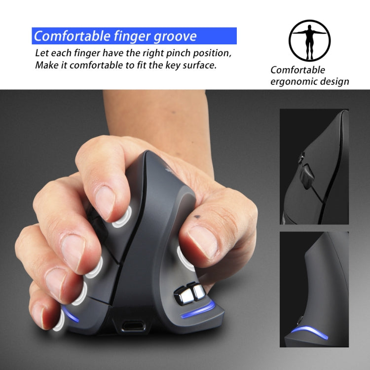 ZELOTES F35 6-buttons Vertical Grip Ergonomic Rechargeable Wireless Mouse(Blue Light) - free shipping - PMC TechLife - Order now!